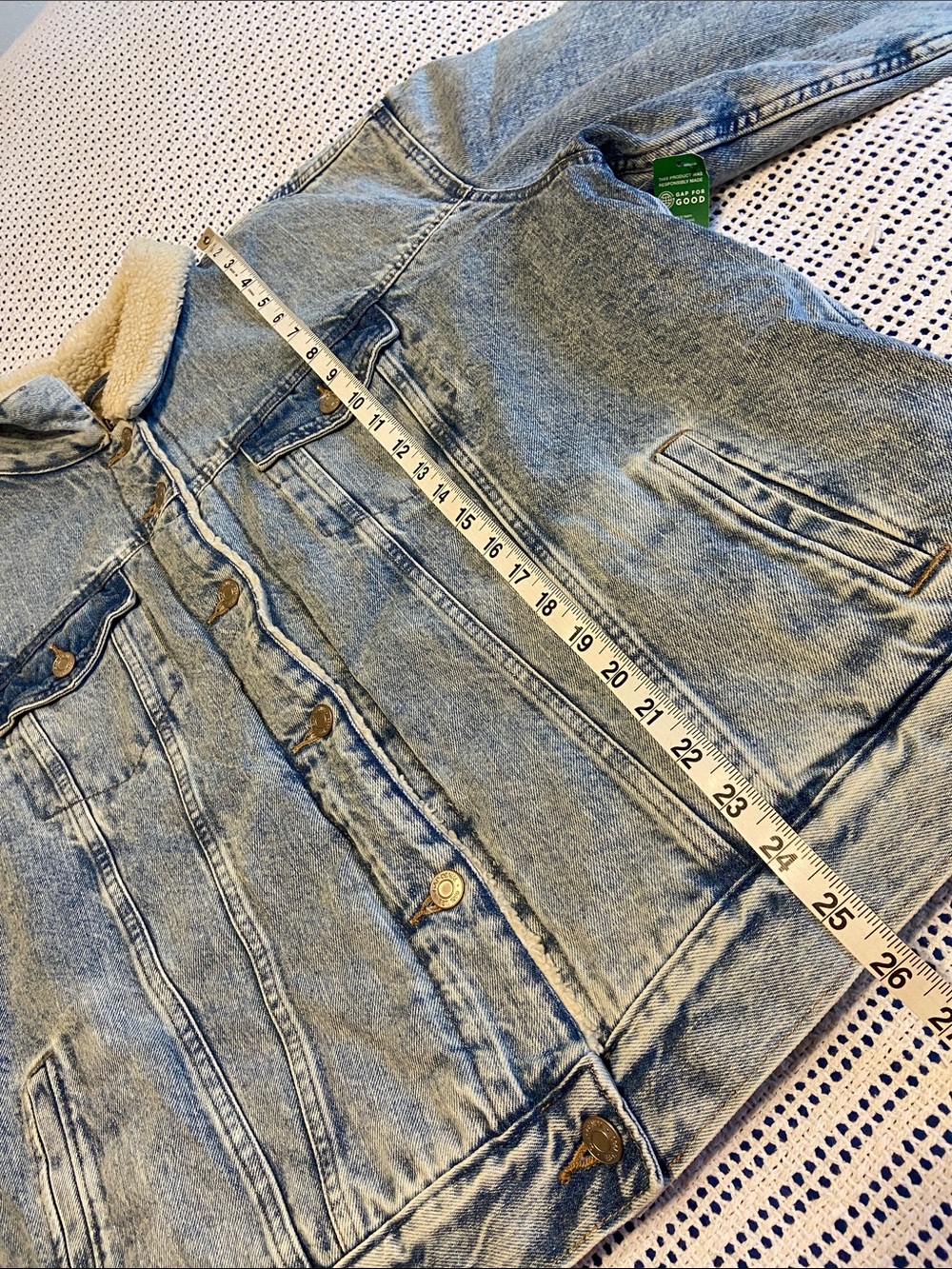 Gap Classic Denim Sherpa-Lined Trucker Jacket acid Wash Size XL unisex new - Picture 12 of 13